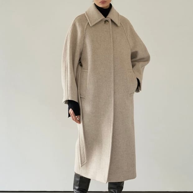 모한 케시미어 싱글 버튼 코트 오트밀 S