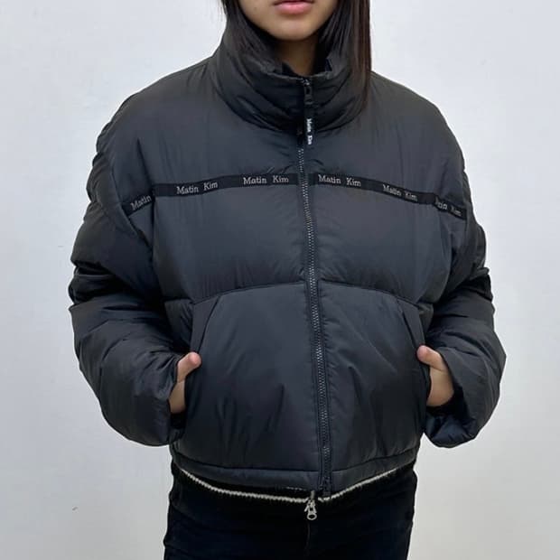마뗑킴 패딩 테이핑 푸퍼 다운점퍼 블랙 S
