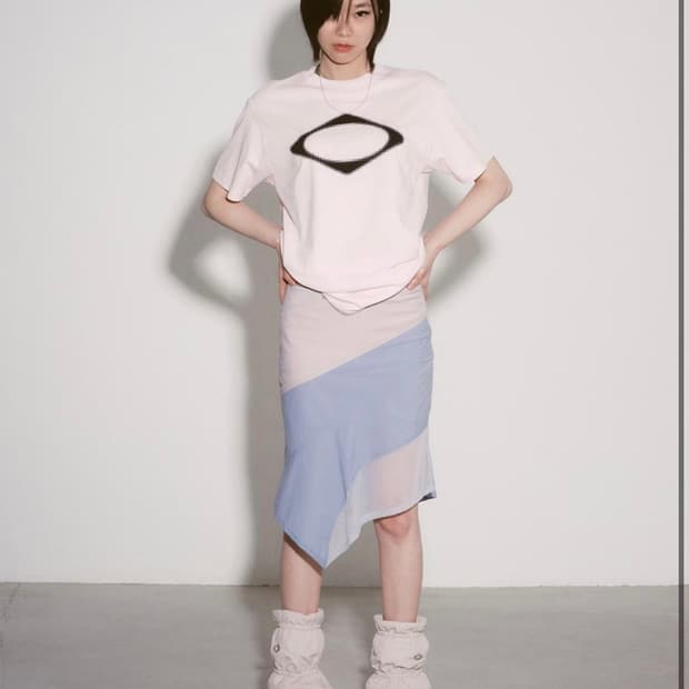 (M size) 미스치프 롬버스 블러 티셔츠 라이트 핑크