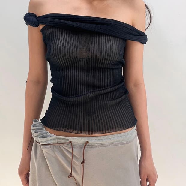 ULIKASANCTUS SHEER TANK TOP (TEAL BLACK)
