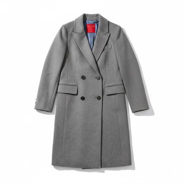 키이스 더블 버튼 캐시미어100% 롱 코트 그레이 S