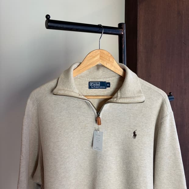 15761 - 폴로 랄프로렌 오트밀 반집업 니트