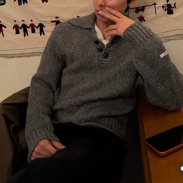 렉토 버튼업 니트 M