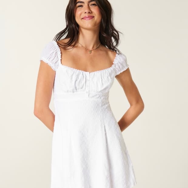 홀리스터 베이비돌 화이트 퍼프 미니 원피스