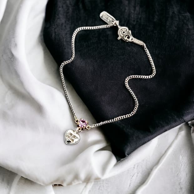 꾸레쥬 하트 로고 실버 팔찌
