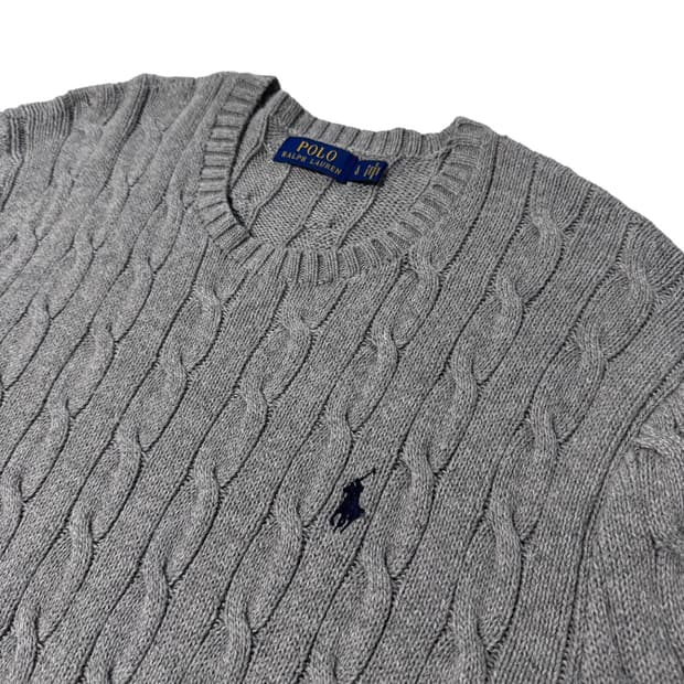 신형 폴로 랄프로렌 그레이 꽈배기 면니트