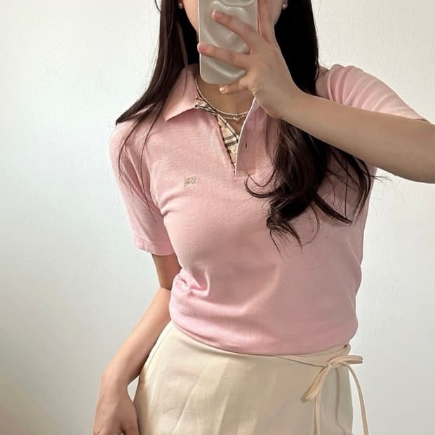 버버리💝연핑크반팔셔츠