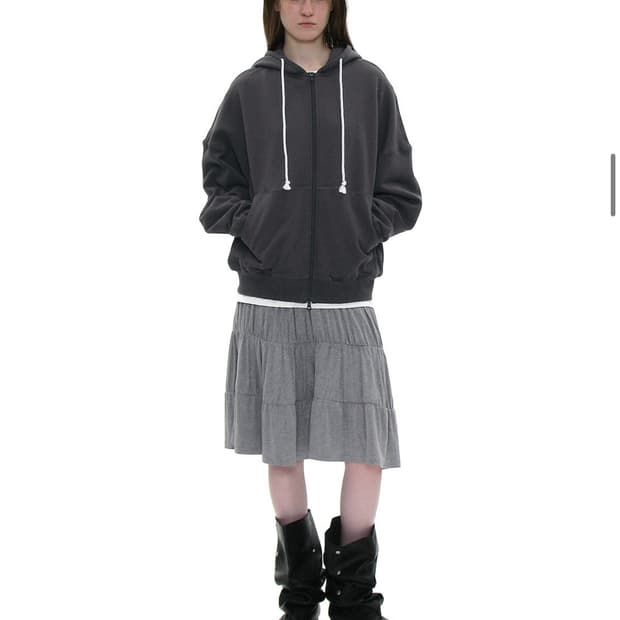 파르티멘토 져지 셔링 미디스커트 멜란지 M