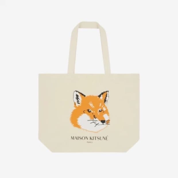 메종키츠네 폭스 헤드 토트백 에크루