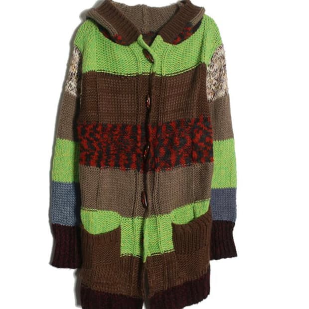 롱 니트 스트라이프 후드 스웨터 니트원피스 일본빈티지 모리 아오이유우