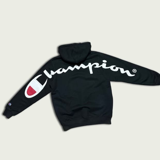 슈프림 x 챔피온 아치 스펠로고 후드티