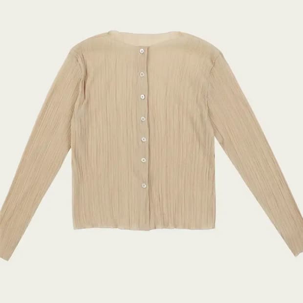 리본빛 Aube Pleated Cardigan - Beige