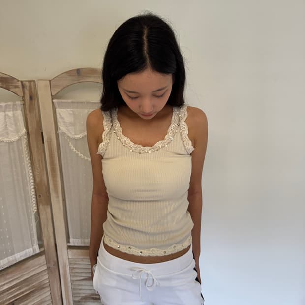 white sequined sleeveless
