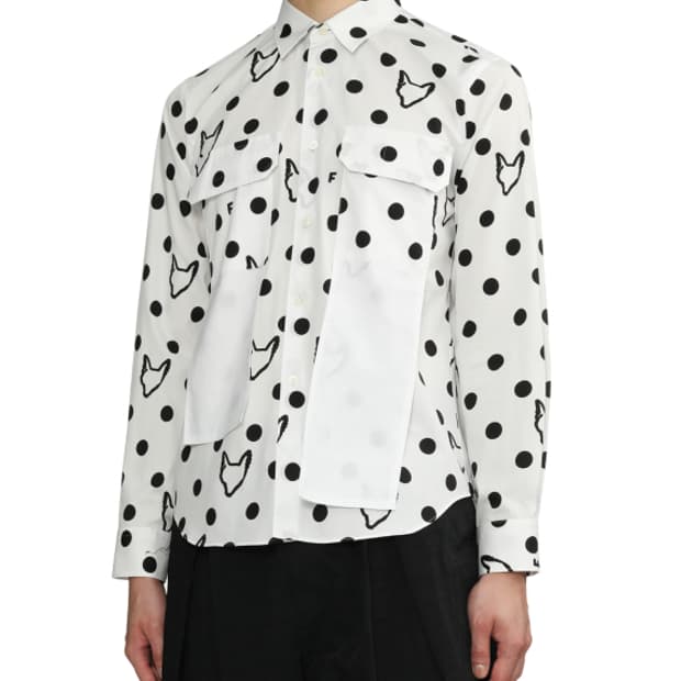 새상품 꼼데가르송 블랙 도트 드레스 셔츠 S/M