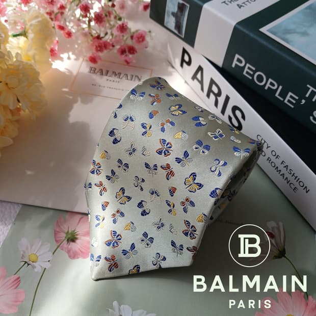 발망 실크 에메랄드 나비 자카드 넥타이 9.5cm B등급 E914
