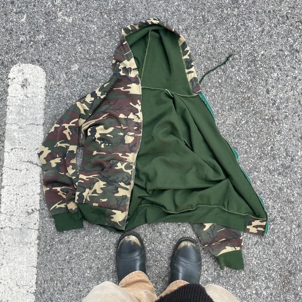 80-90s Camo thermal hood zip(USA Made)