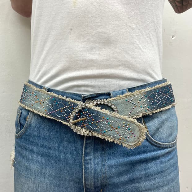 denim cubic ring belt 