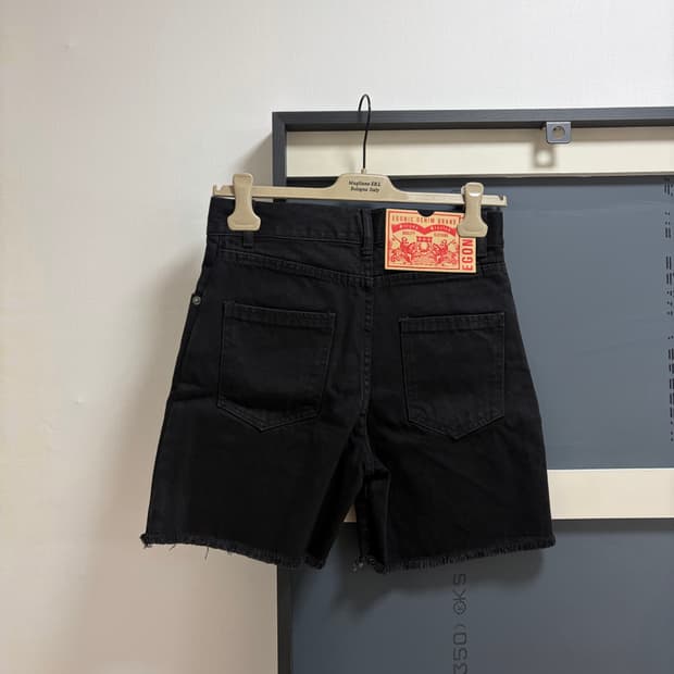 EGONLAB Black stone washed denim shorts