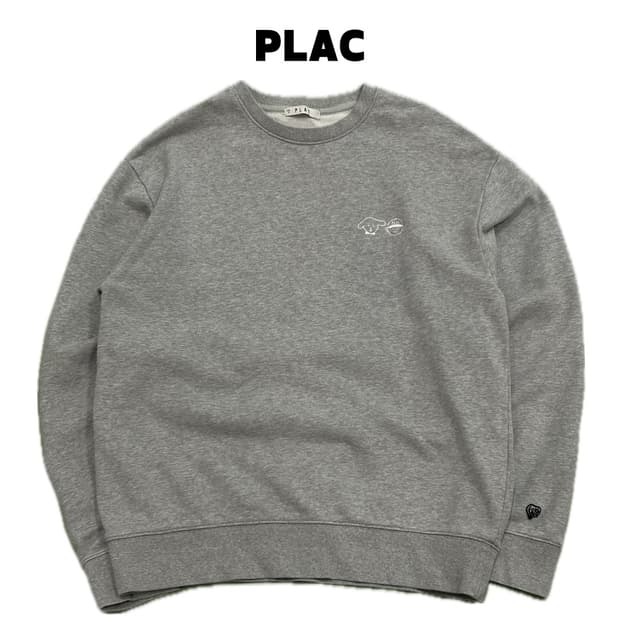 PLAC 플랙 자수로고 맨투맨 그레이