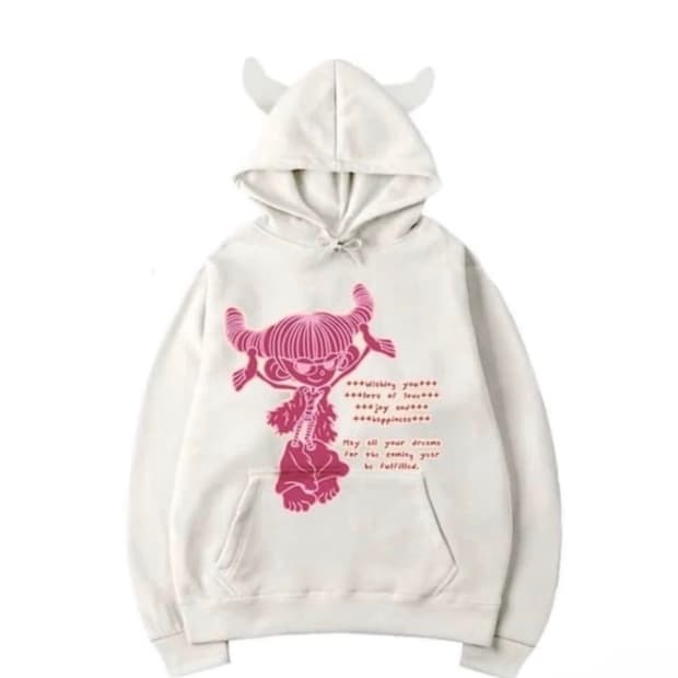 하이호체리 뿔 후드티 핑크