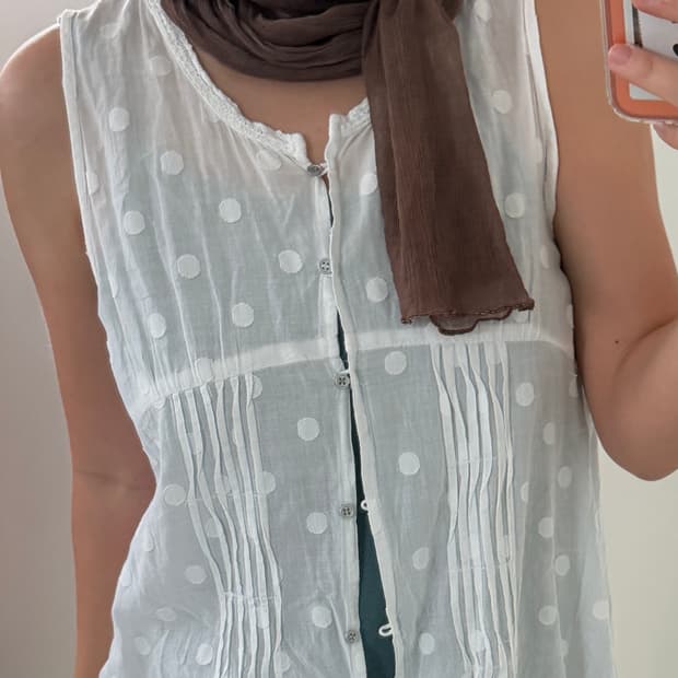 일본빈티지 브라운 쉬폰 머플러
