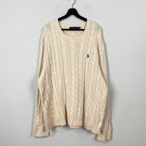 폴로 랄프로렌 아이보리 꽈배기 니트 XXL <597>