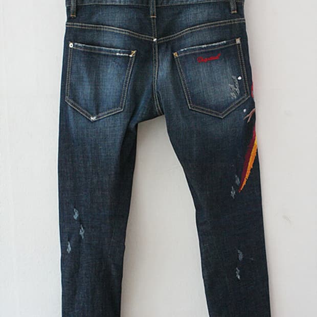 디스퀘어드2 자수 데미지 워싱 청바지