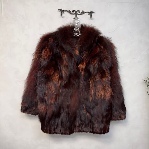SAGA FOX mixed red brown fox fur jacket 