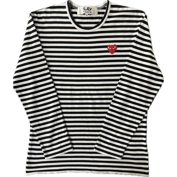 [L] 꼼데가르송 플레이 스트라이프 롱슬리브 긴팔티셔츠