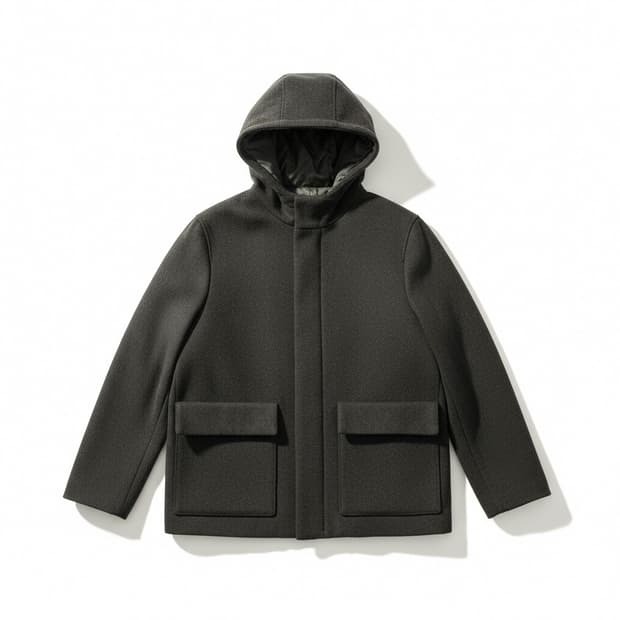 COS(코스) 후드 모직 자켓 블랙