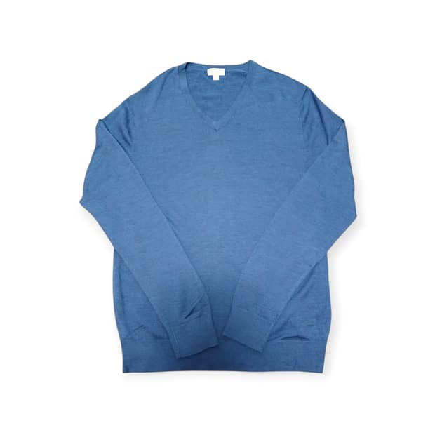 유니클로 브이넥 블루 얇은 니트