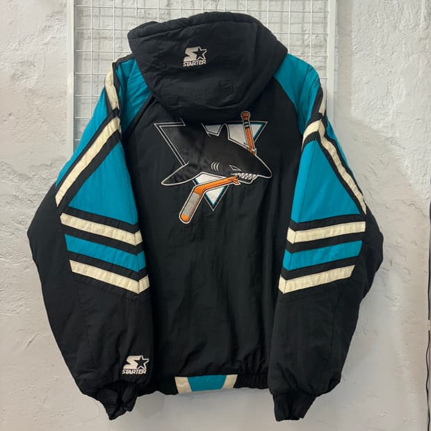 스타터 X NHL 90s 올드스쿨 산호세 샤크스 패딩 자켓 L