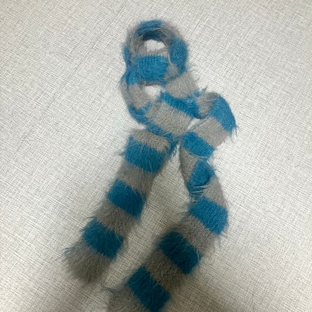 일본빈티지 하구미모리걸 모헤어 앙고라 스트라이프머플러