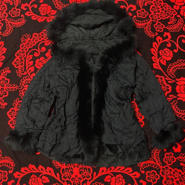 Grunge Punk Layerd trimming Fur hoodie