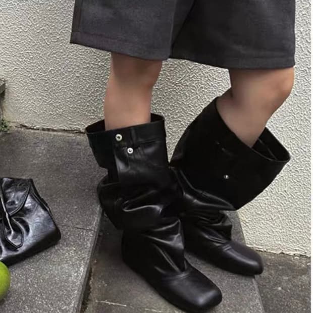 와이드 롱 부츠 블랙 38 240