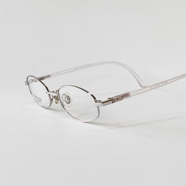 Small 실버 메탈 투명템플 오벌 데드스탁 연핑크