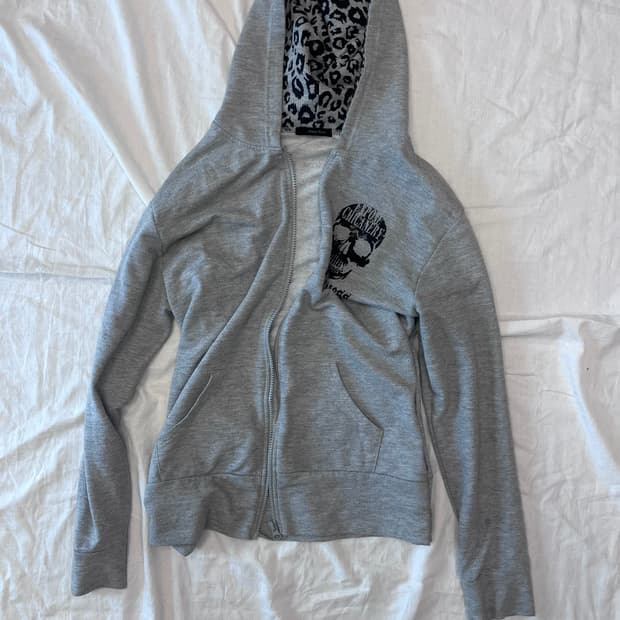 Leopard Cross print Hoodie zip up