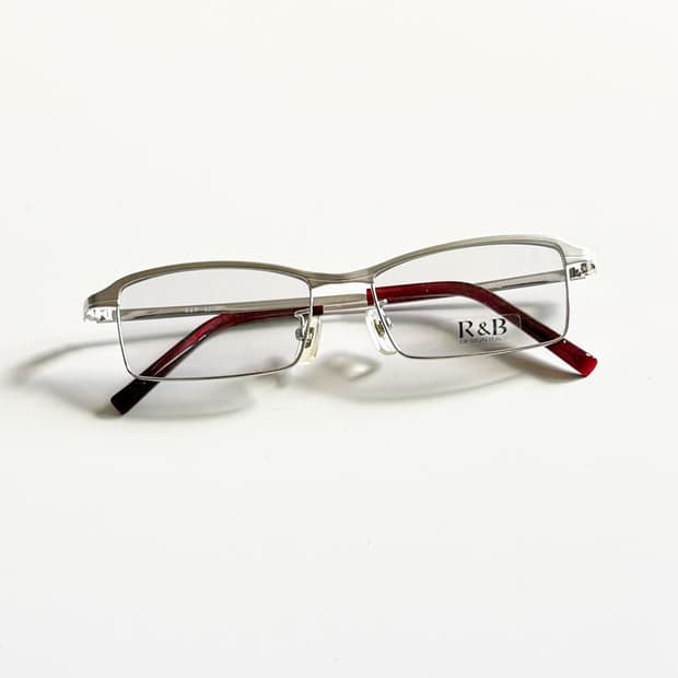 R&B EYEWEAR 실버 슬림 스퀘어 메탈 빈티지 안경