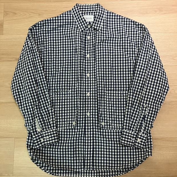cal o line 캐롤라인 깅엄체크 셔츠 네이비