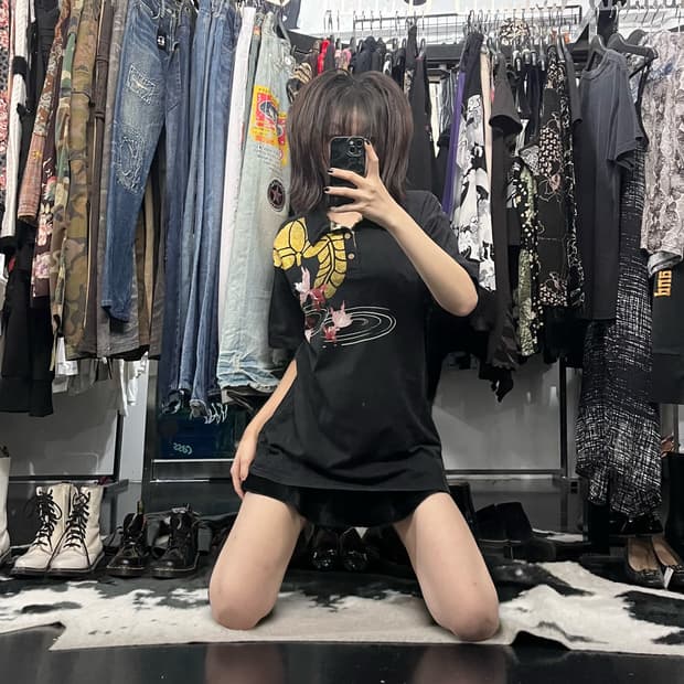 오리엔탈 글리터 프린팅 반팔