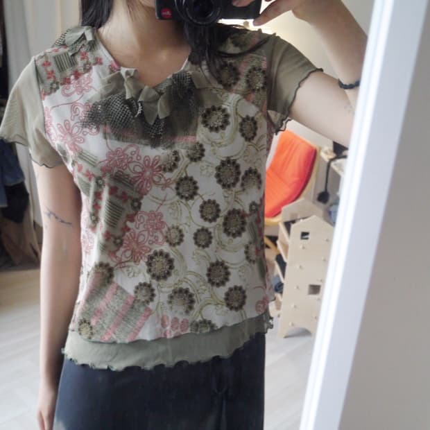 [JPN] floral mesh top 