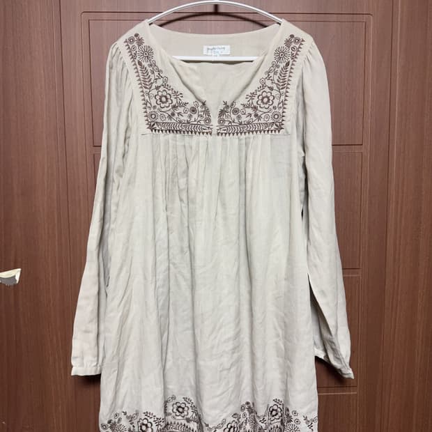 모리걸 하구미 히피 일본 빈티지 꽃무늬 자수 롱 블라우스 셔츠