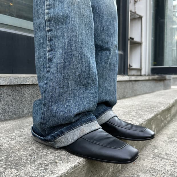 00s 빈티지 블랙 프라다 스포츠 스퀘어 토 로퍼 풀박스