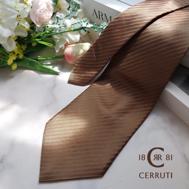 니노 세루티 실크 브라운 핀스트라이프 넥타이 10cm A+등급 K688
