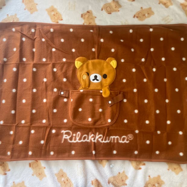 리락쿠마 rilakkuma 도트 접이식 담요 🤎💛