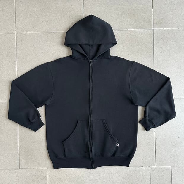 90s 빈티지 러셀 후드집업 블랙 L USA