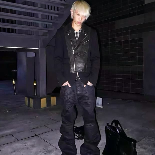 Dsquared2 카프스킨 레더 믹스 울 자켓🤟🏻