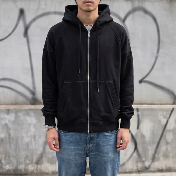 준지 샘플링 22FW 레터링 후드집업
