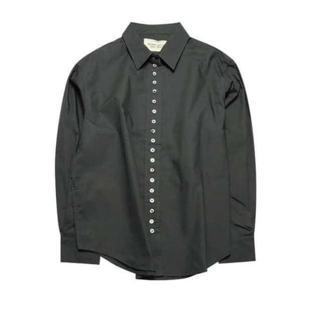 Plzproject 플리즈프로젝트 페이퍼 버튼 셔츠 차콜