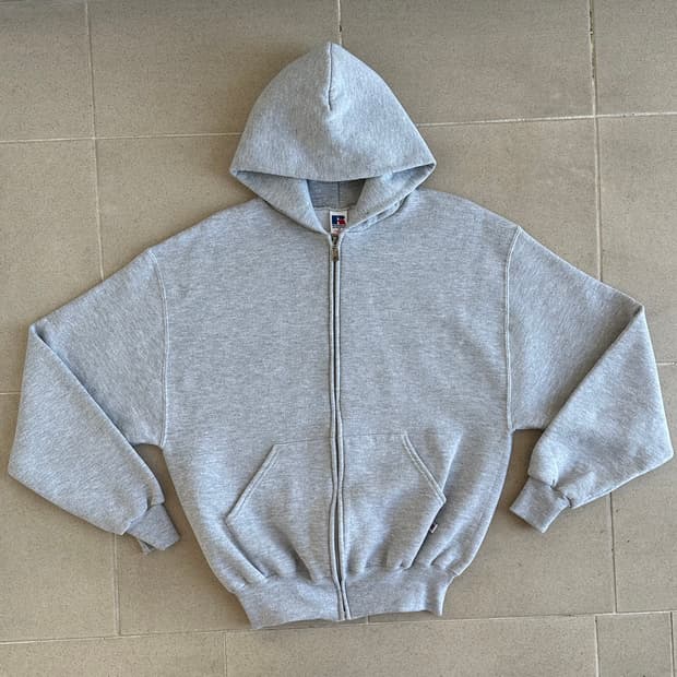 90s 빈티지 러셀 후드집업 그레이 M